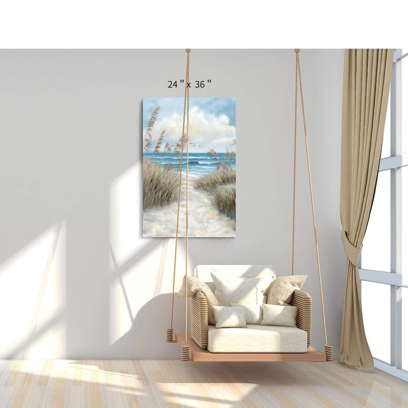 Hardy Gallery Seascape Canvas Abstract Wall Art: Beach Path Artwork to the Sea Abstract Coastal Artwork Painting for Bedroom (36'' x 24'' x 1 Panel) - Image 4